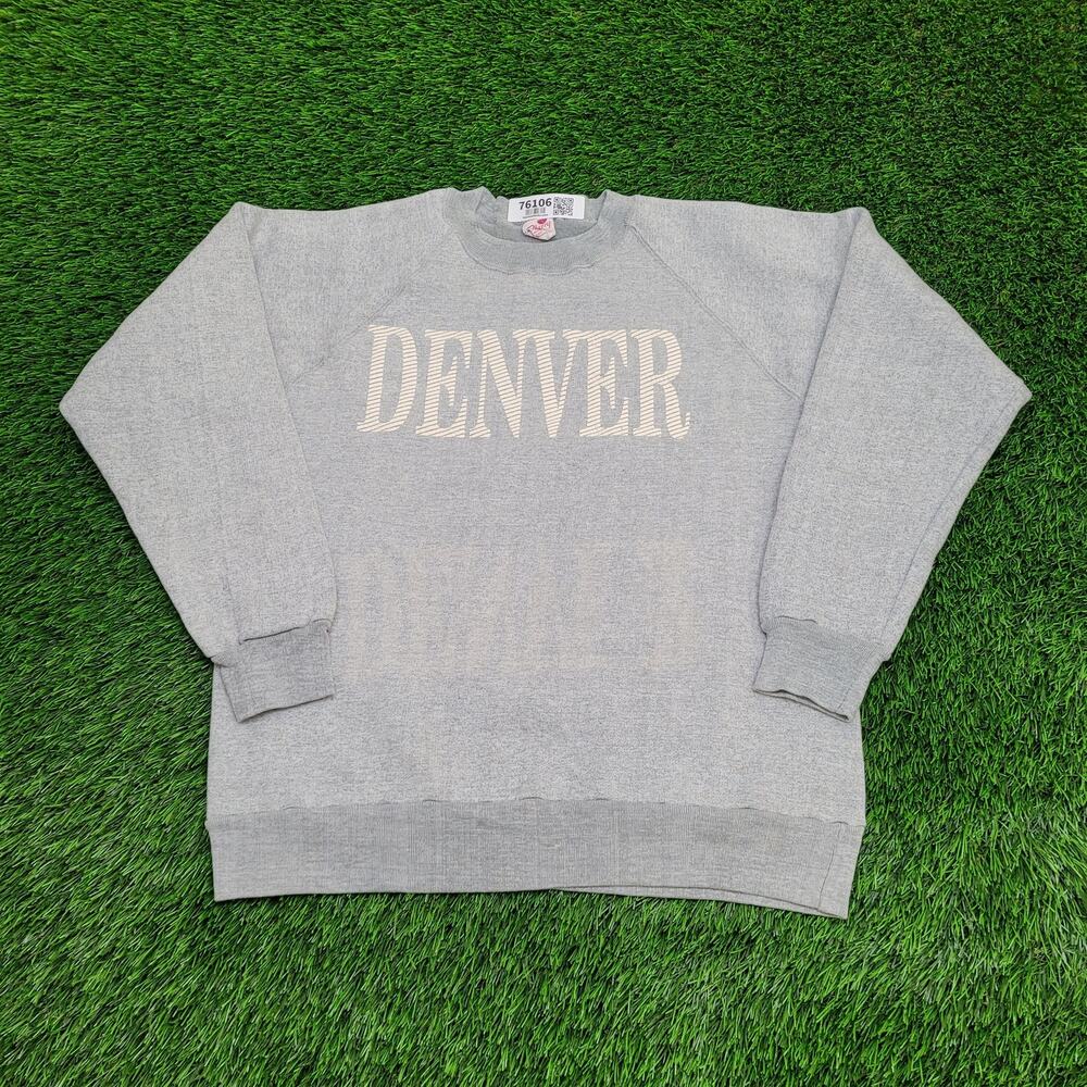 Vintage Denver Sweatshirt Womens Large 21x24 Raglan Gray